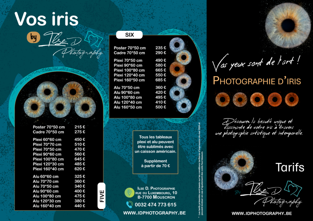 tarifs photographie d'iris